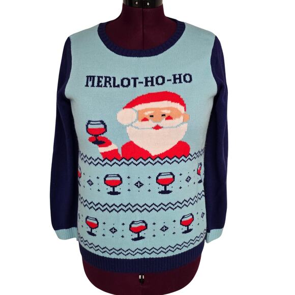 Women's Norther Pole Merlot-Ho-Ho Santa Christmas Holiday Sweater | Size XL - Picture 1 of 9